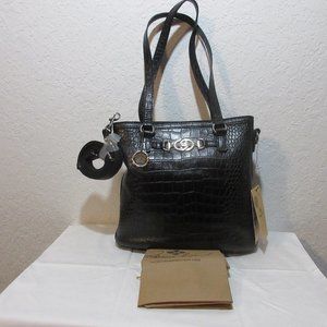 Patricia Nash Lundy Leather Convertible Crossbody–Black Croco NWT